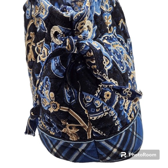 Vera Bradley Windsor Sm Two Handled Purse Blue Black Magnetic Snap Close Retired - Picture 4 of 7